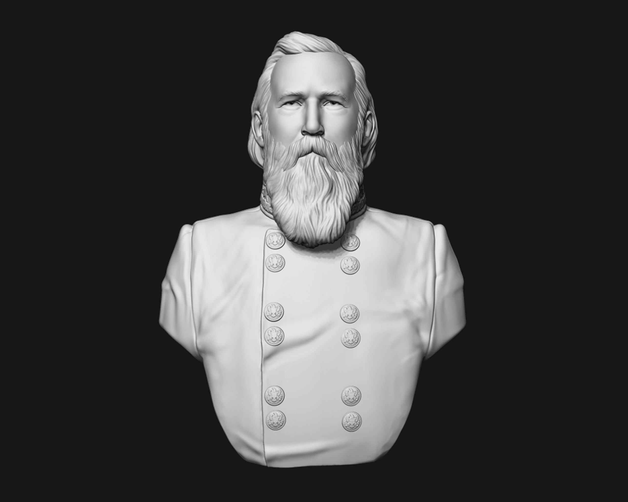 General James Longstreet bust sculpture 3D print model_2