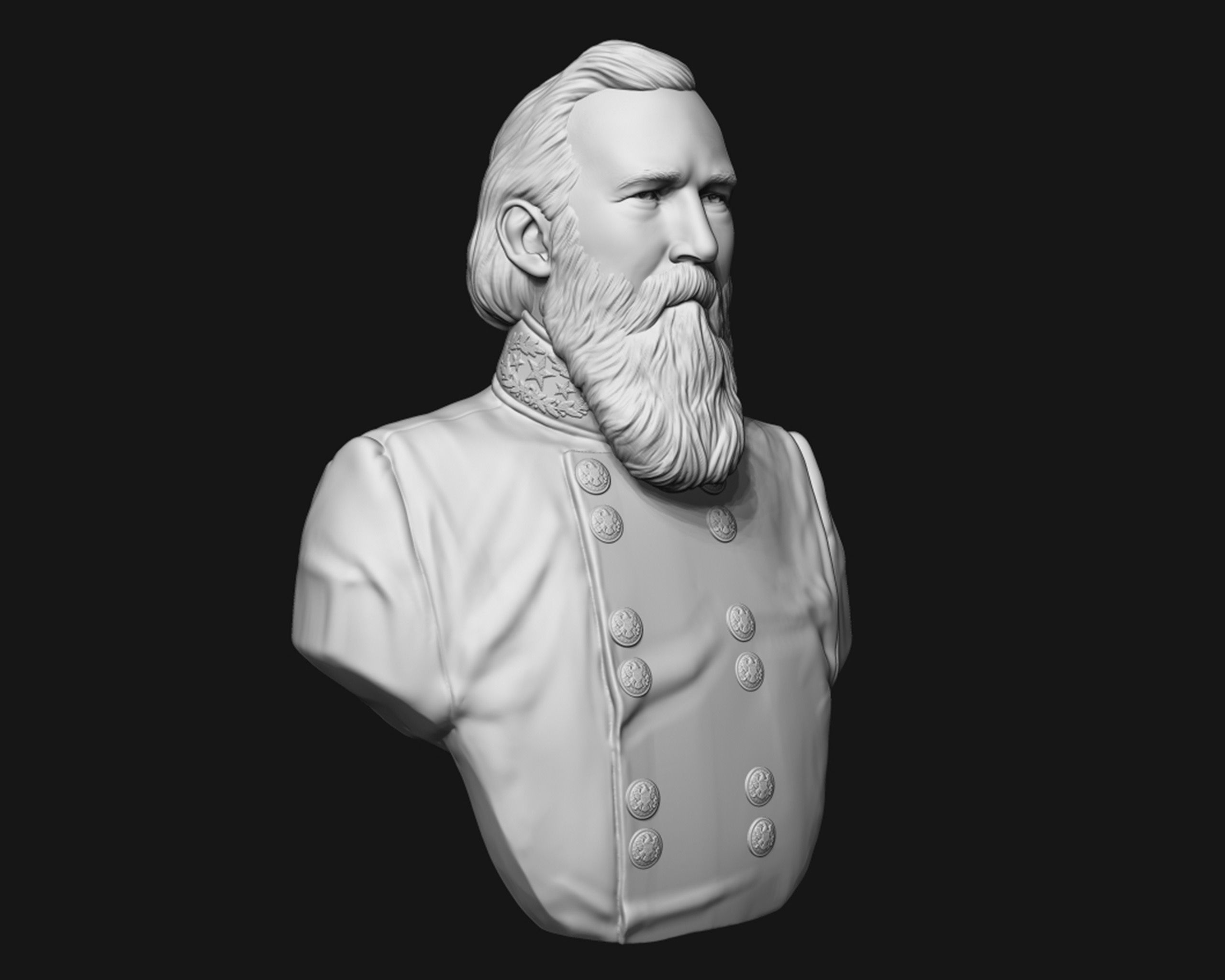 General James Longstreet bust sculpture 3D print model_5