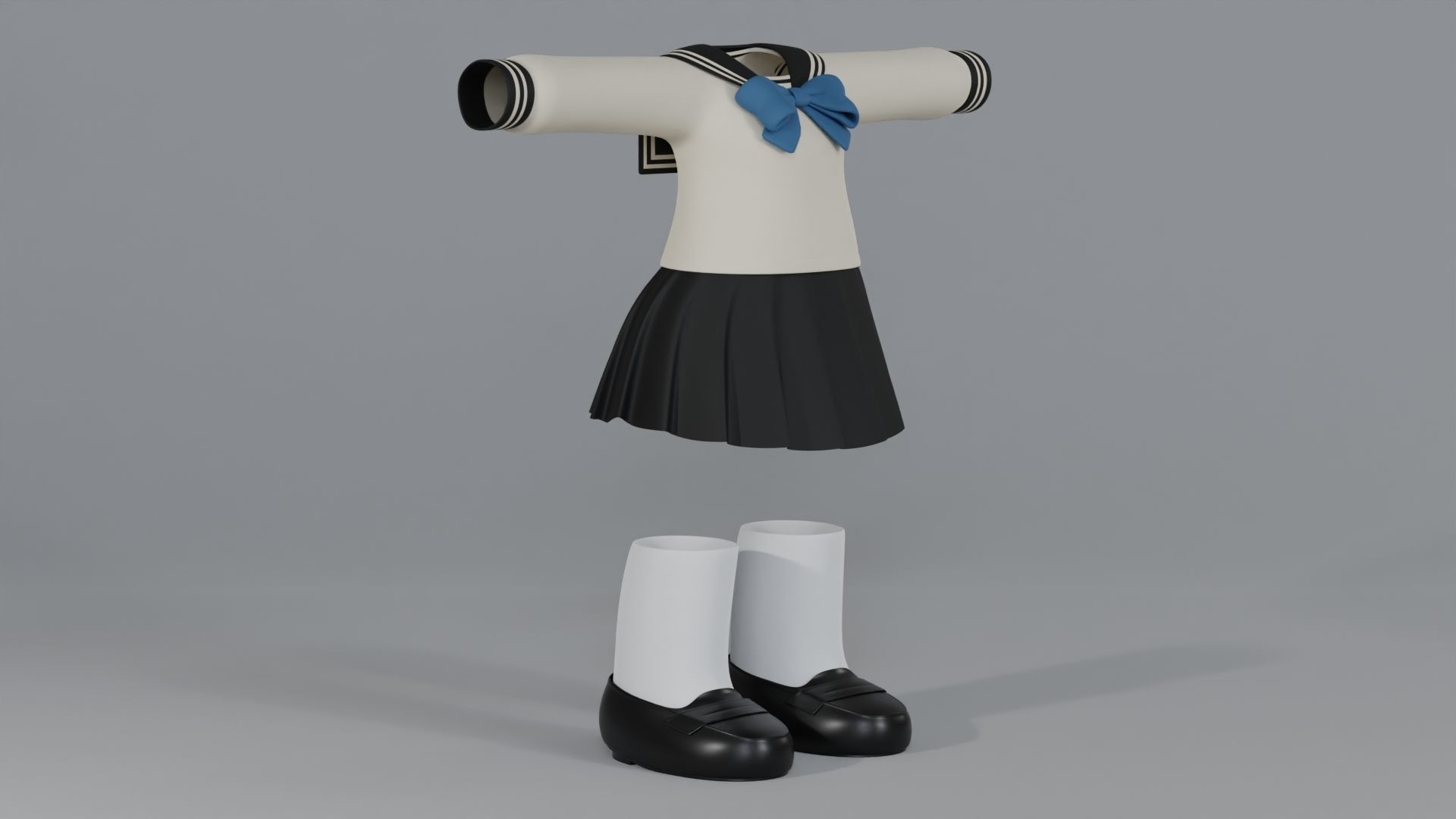 Chibi Japanese School Uniform 7 3D model_3