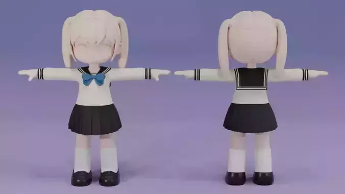 Chibi Japanese School Uniform 7 3D model