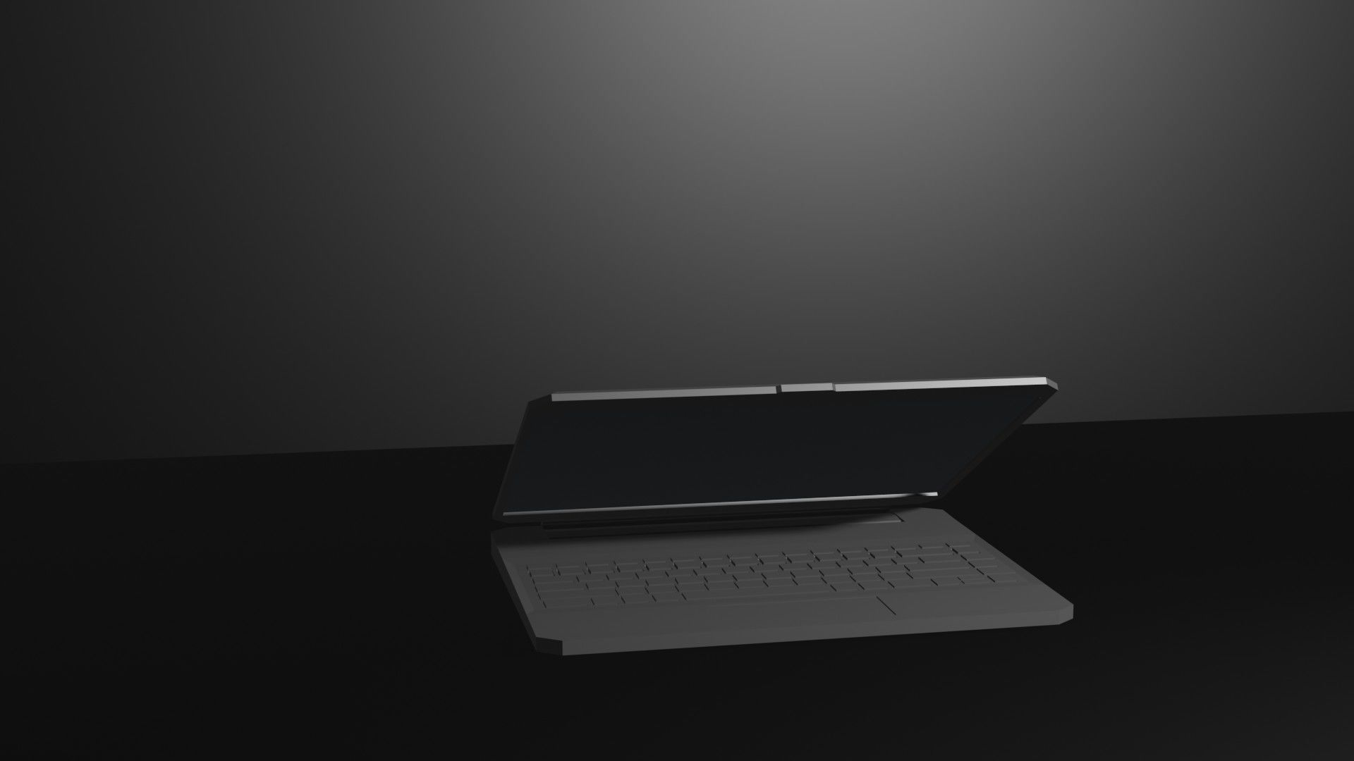 Low poly laptop model computer on table Free low-poly 3D model_1