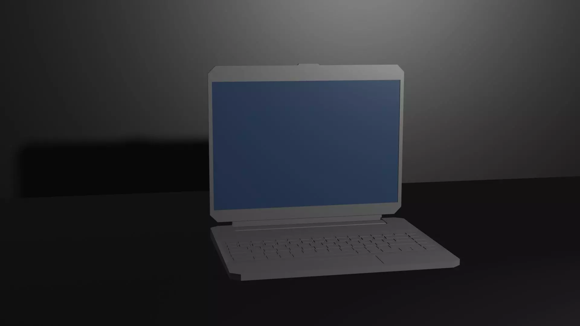 Low poly laptop model computer on table Free low-poly 3D model_0