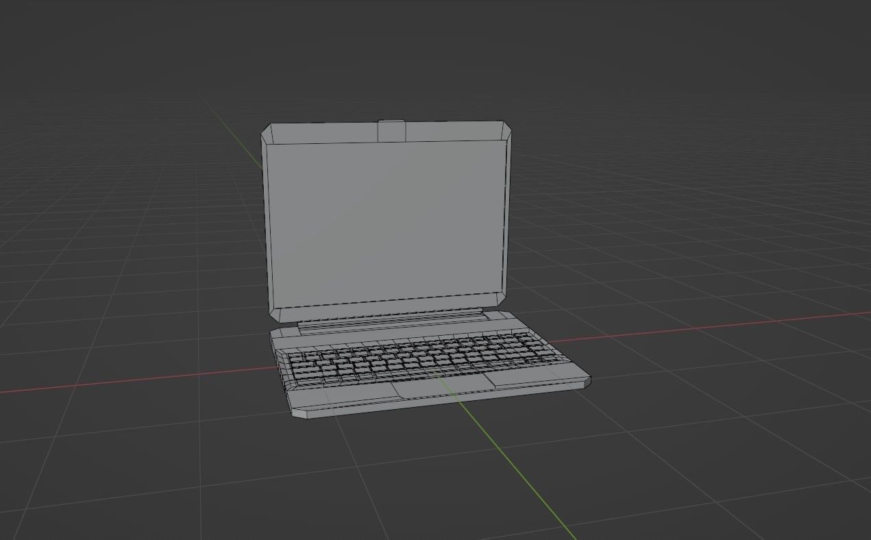 Low poly laptop model computer on table Free low-poly 3D model_2