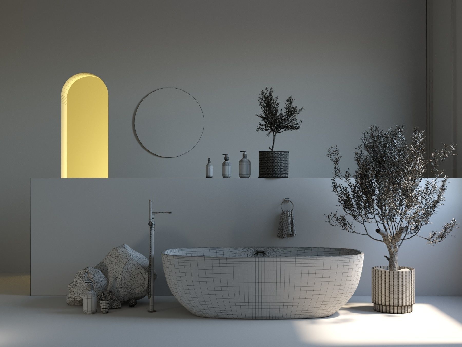 Classic Bathroom Scene 3D model_2