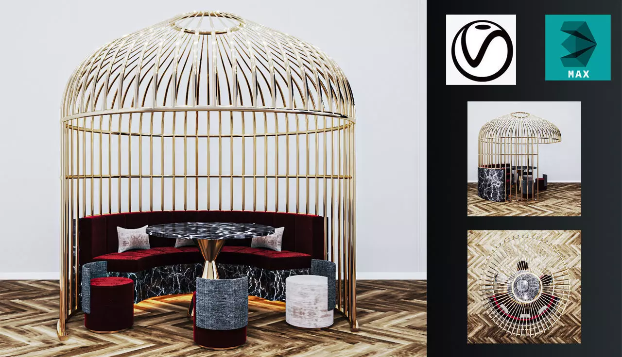 Cage sofa 01 3D model 3D model_0