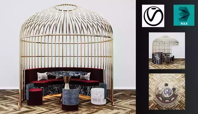 Cage sofa 01  3D model 