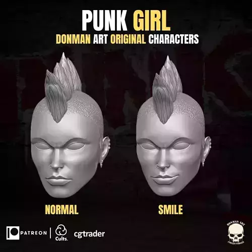 Punk Girl Head for action figures