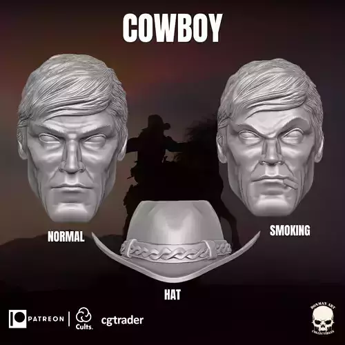 Cowboy V1 Head for Action figures