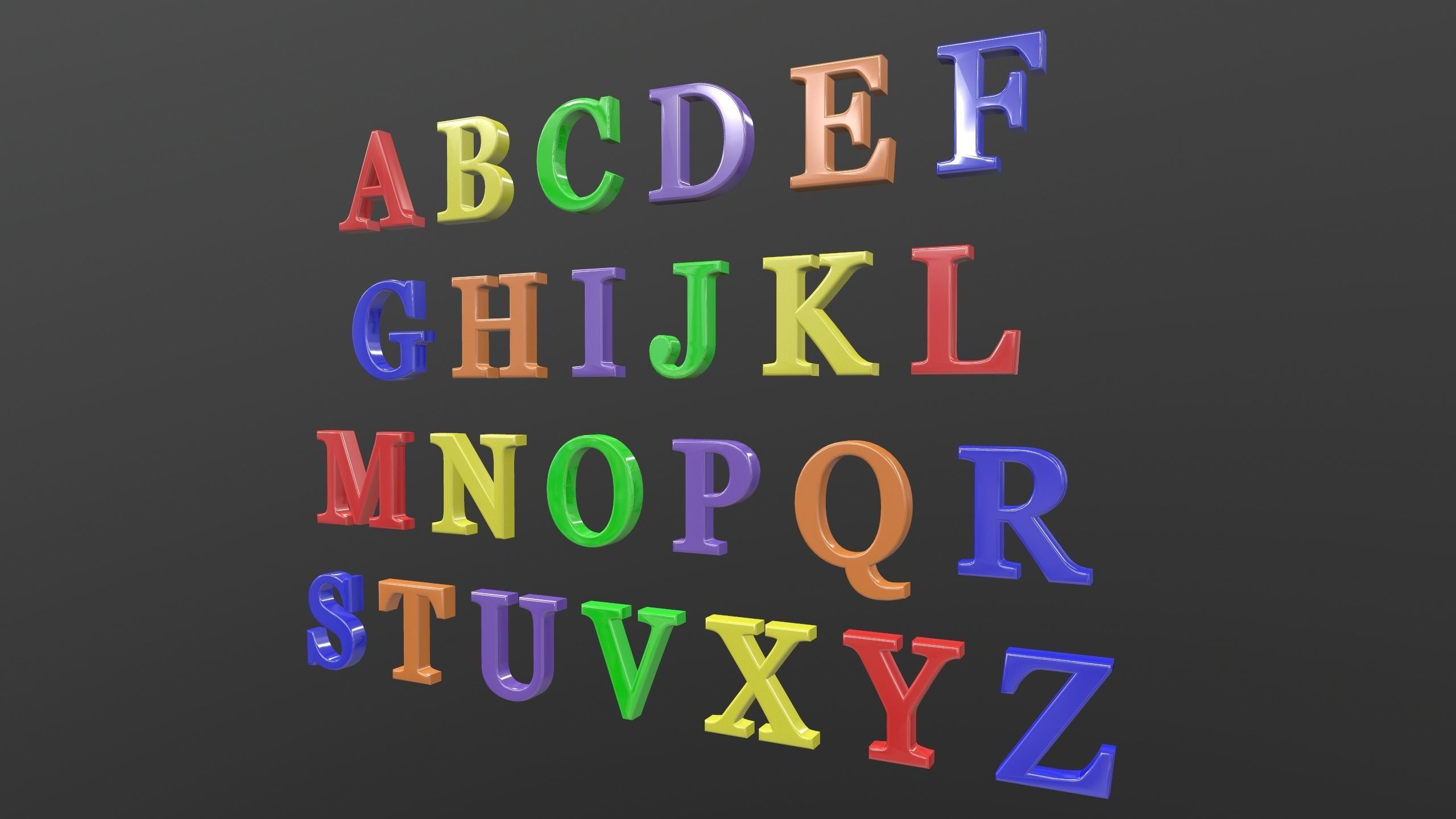 Sans Alphabats A to Z 3D Model AR VR Low-poly 3D model_2