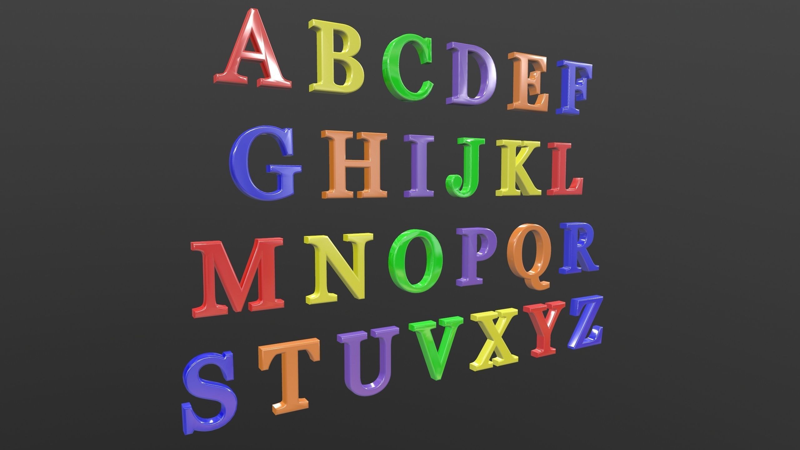 Sans Alphabats A to Z 3D Model AR VR Low-poly 3D model_4