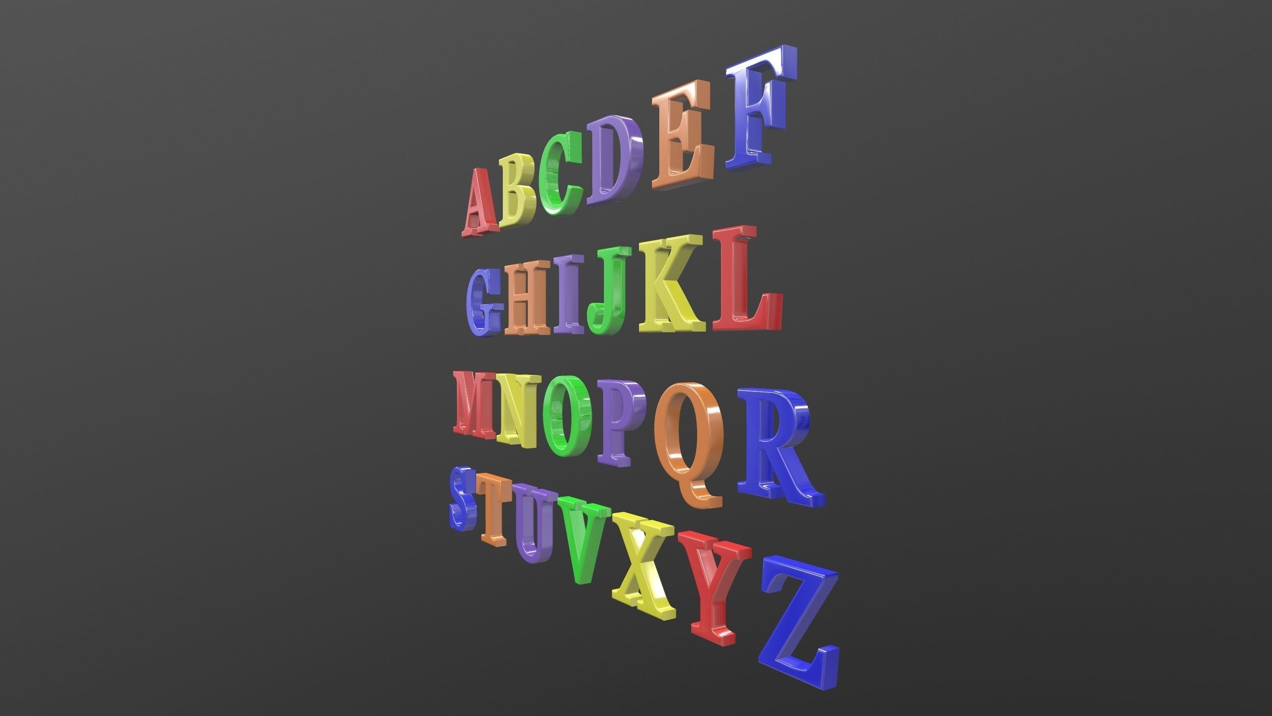 Sans Alphabats A to Z 3D Model AR VR Low-poly 3D model_3