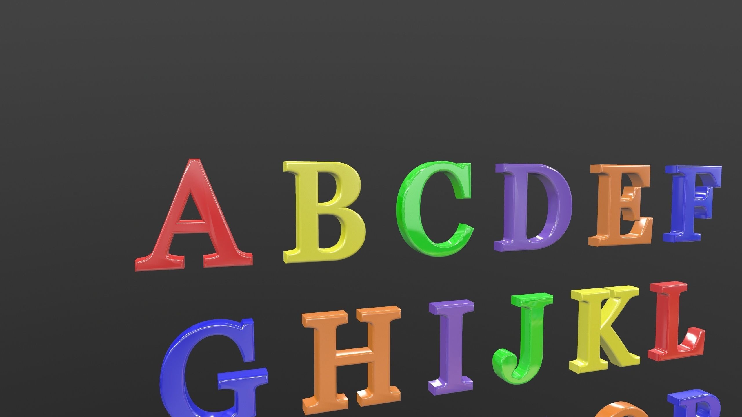 Sans Alphabats A to Z 3D Model AR VR Low-poly 3D model_6