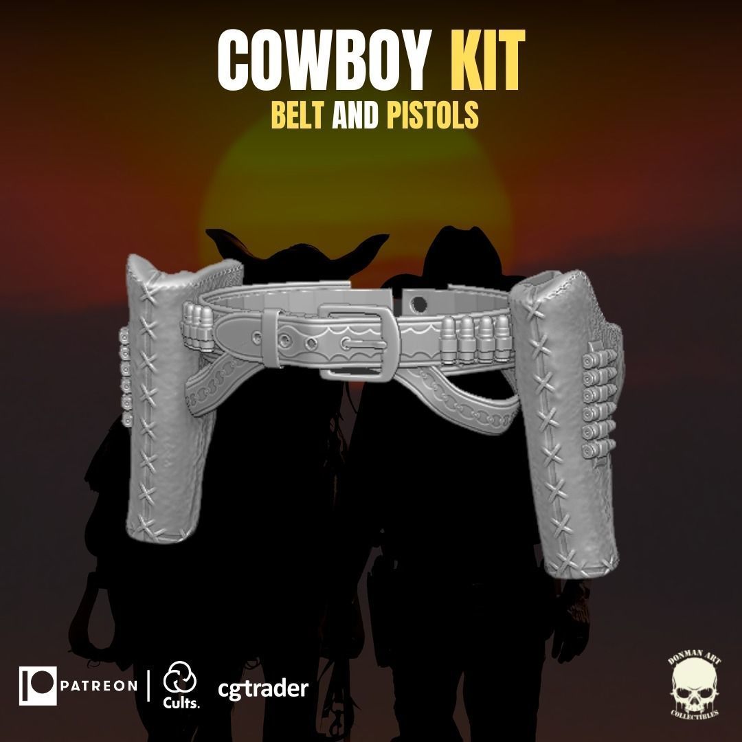 Cowboy Kit for action figures 3D print model_7