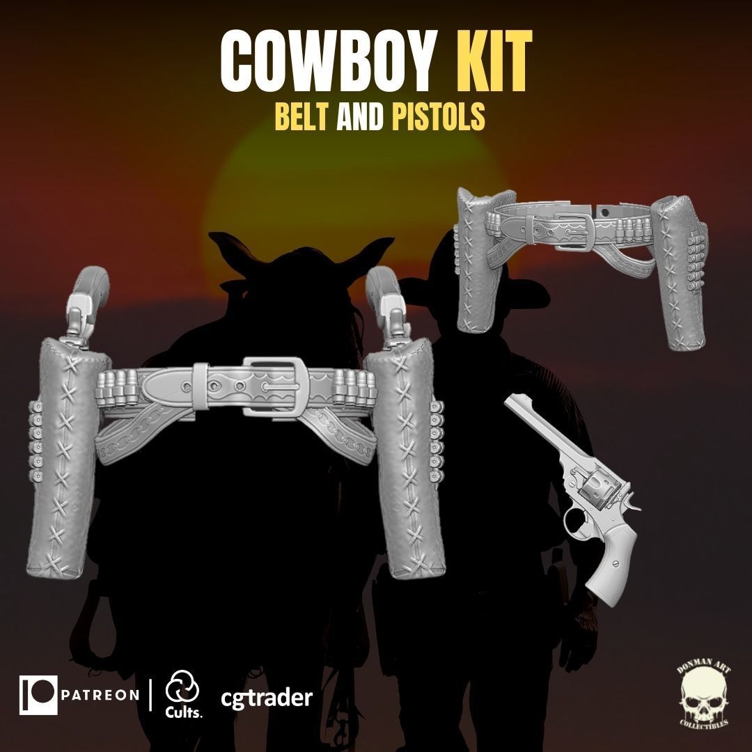Cowboy Kit for action figures 3D print model_4