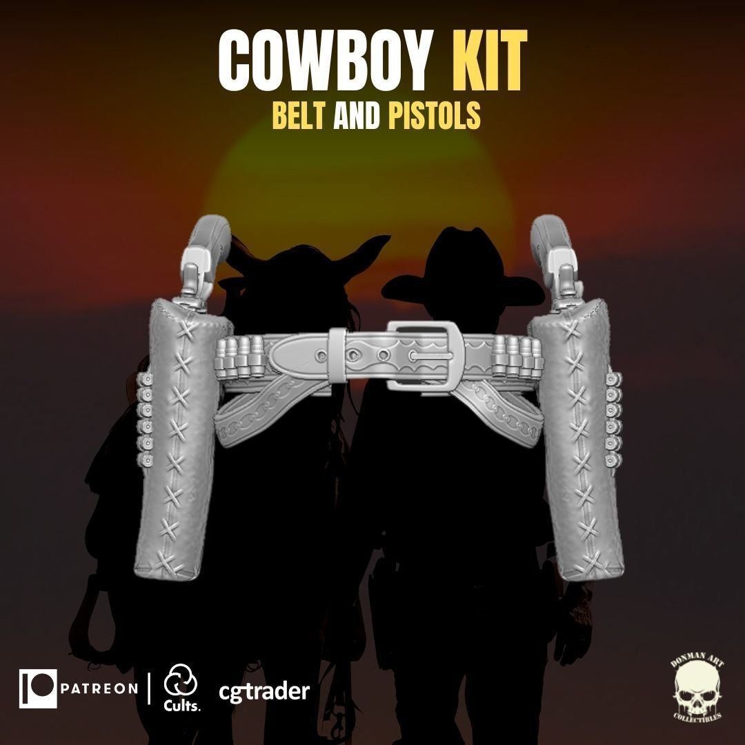 Cowboy Kit for action figures 3D print model_1