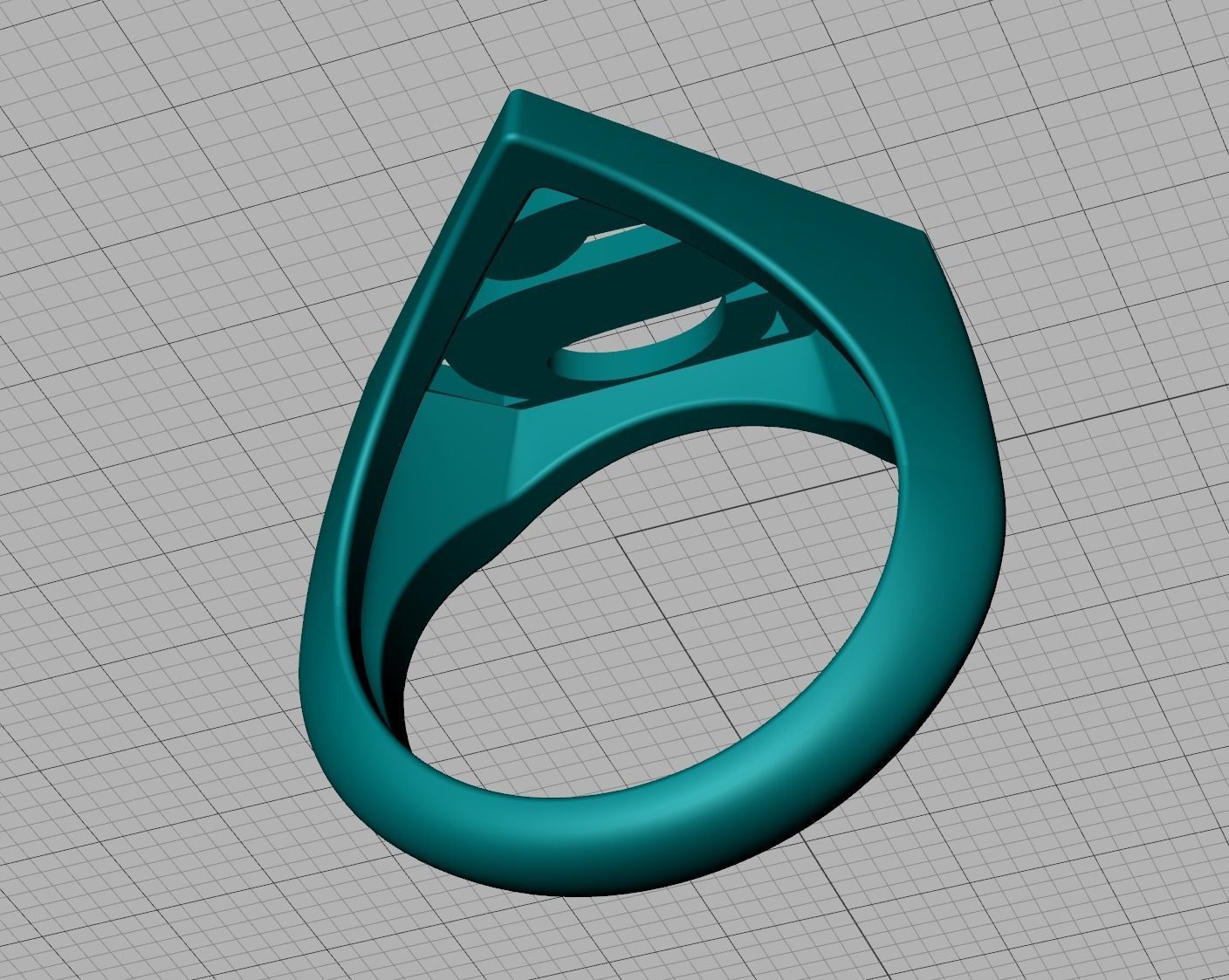 Superman Diamond Signet Ring 3dprint model 8-13US sizes 3D print model_20