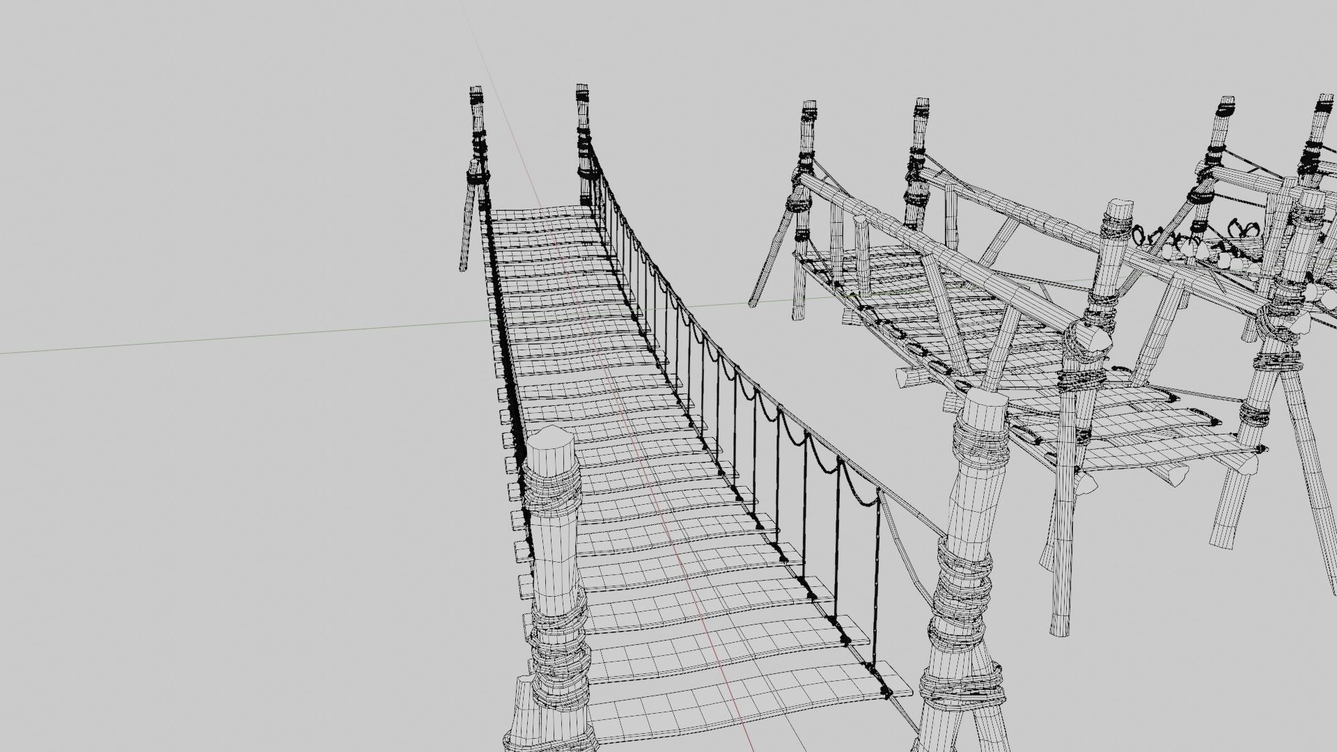 medieval wooden bridges with 8k pbr textures  Low-poly 3D model_21