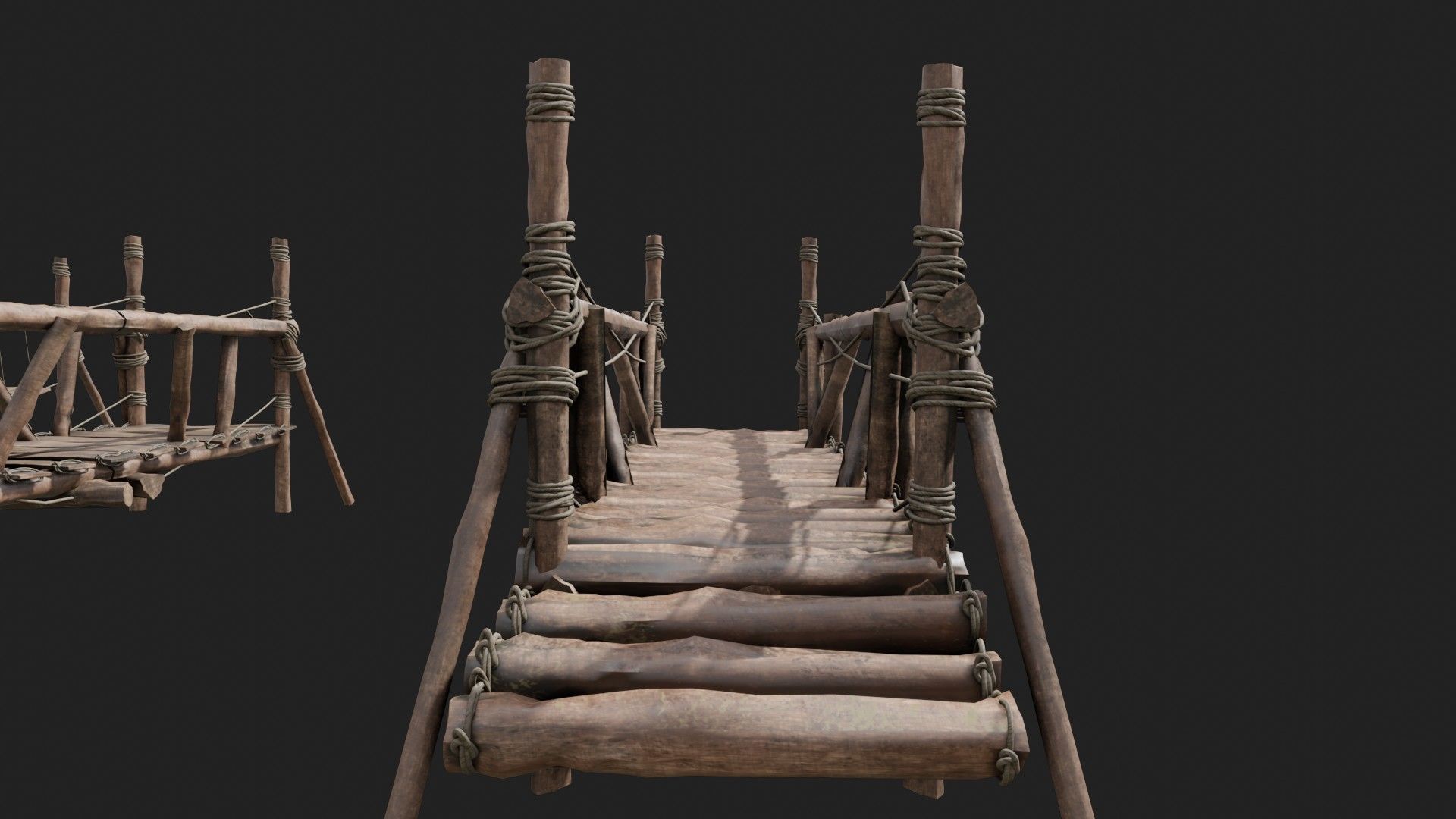 medieval wooden bridges with 8k pbr textures  Low-poly 3D model_11