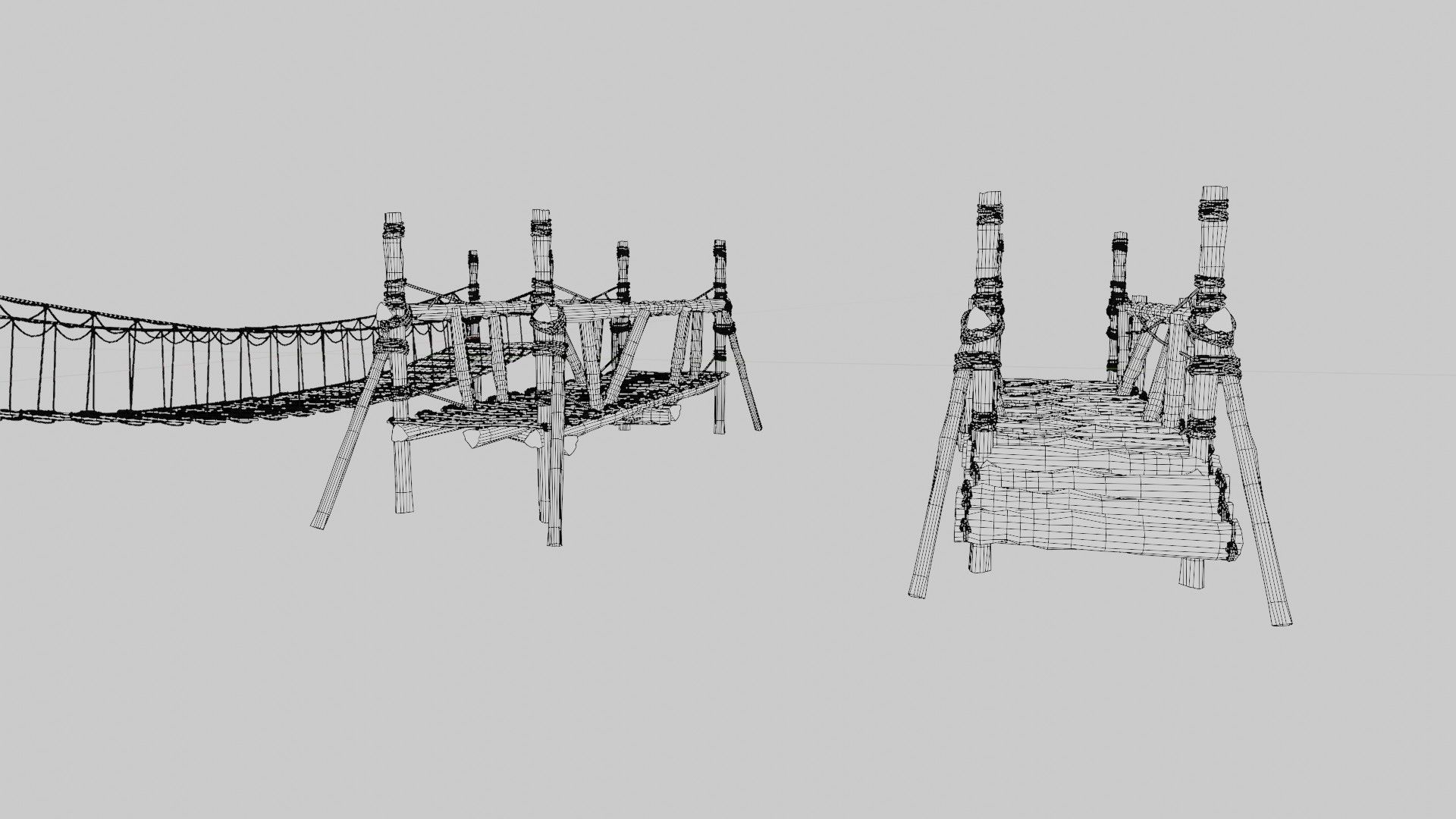 medieval wooden bridges with 8k pbr textures  Low-poly 3D model_17