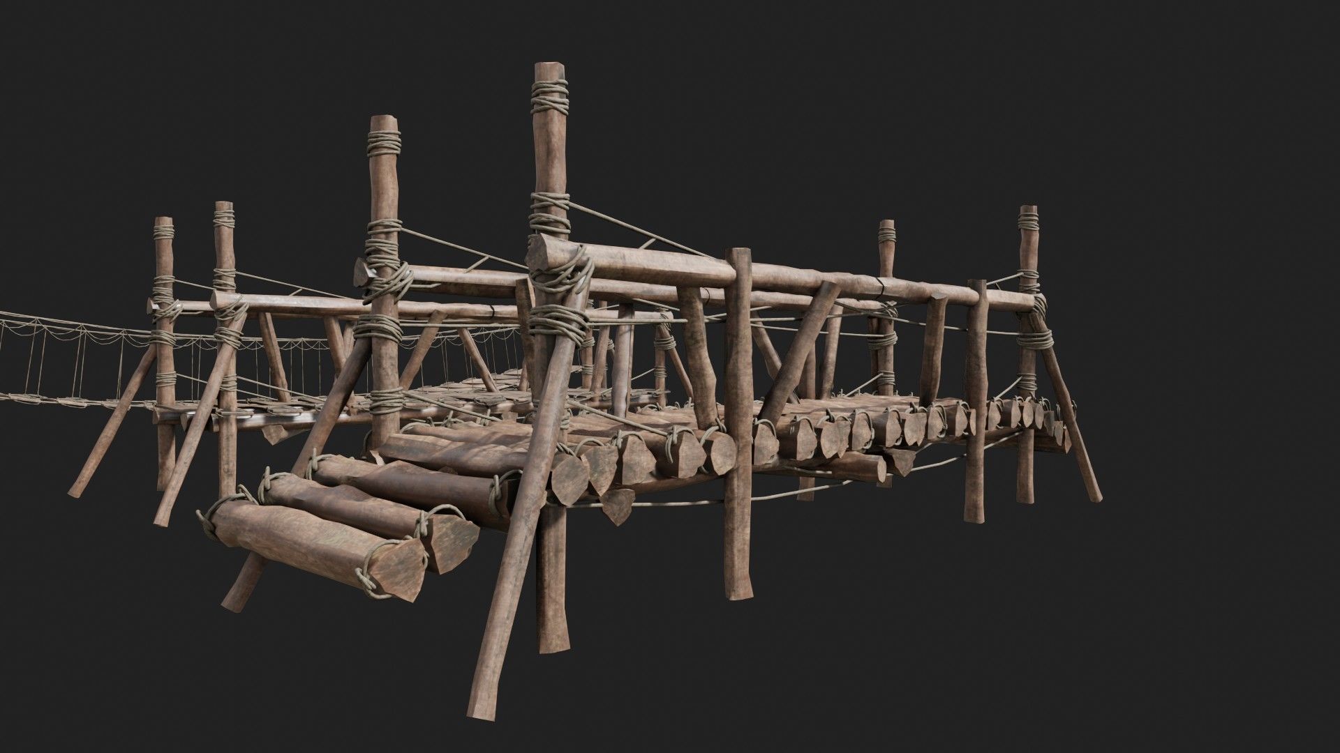 medieval wooden bridges with 8k pbr textures  Low-poly 3D model_1