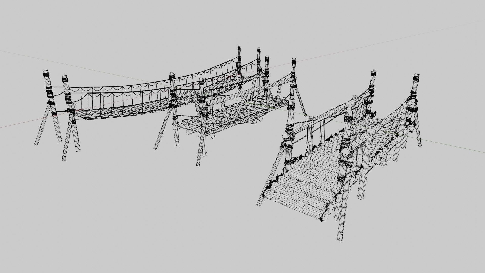 medieval wooden bridges with 8k pbr textures  Low-poly 3D model_13