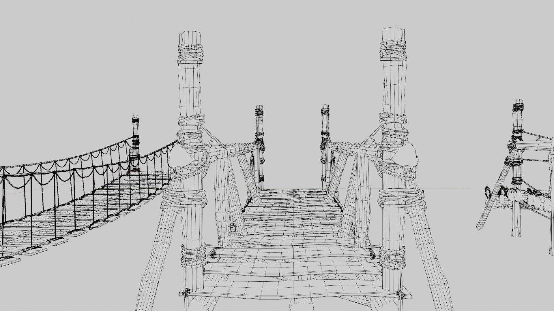 medieval wooden bridges with 8k pbr textures  Low-poly 3D model_22