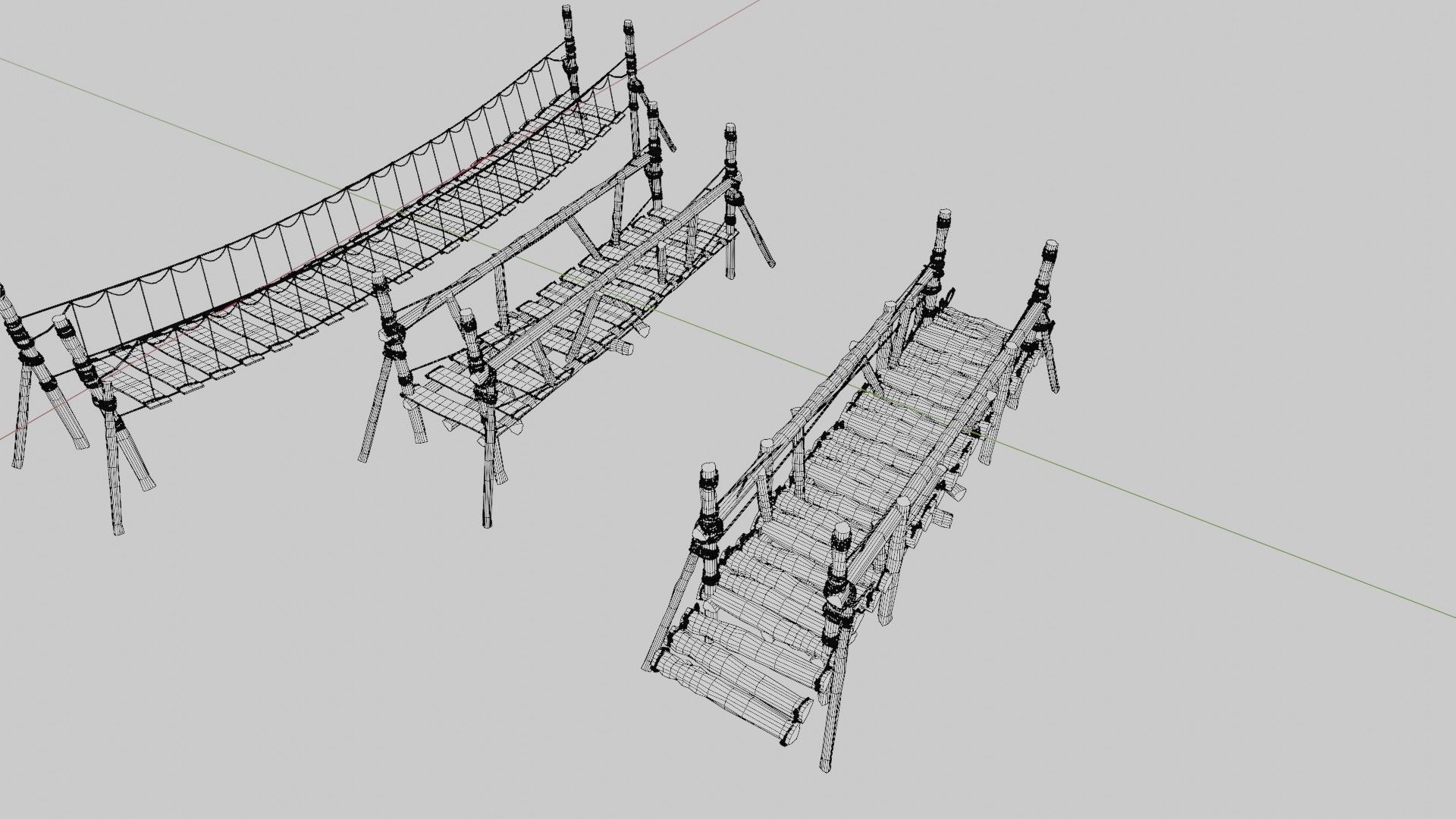 medieval wooden bridges with 8k pbr textures  Low-poly 3D model_14