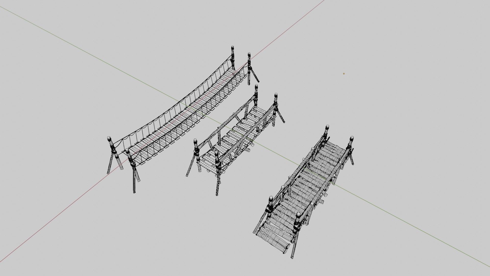 medieval wooden bridges with 8k pbr textures  Low-poly 3D model_19