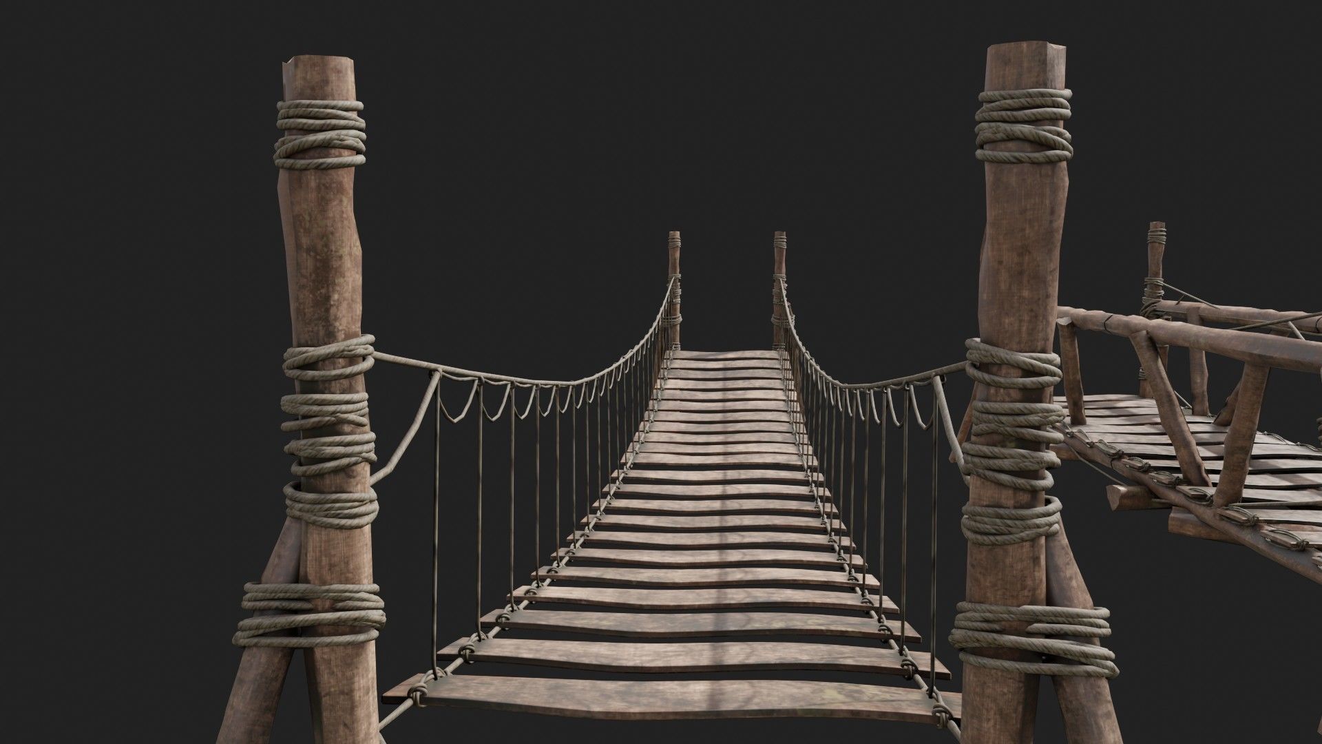medieval wooden bridges with 8k pbr textures  Low-poly 3D model_3
