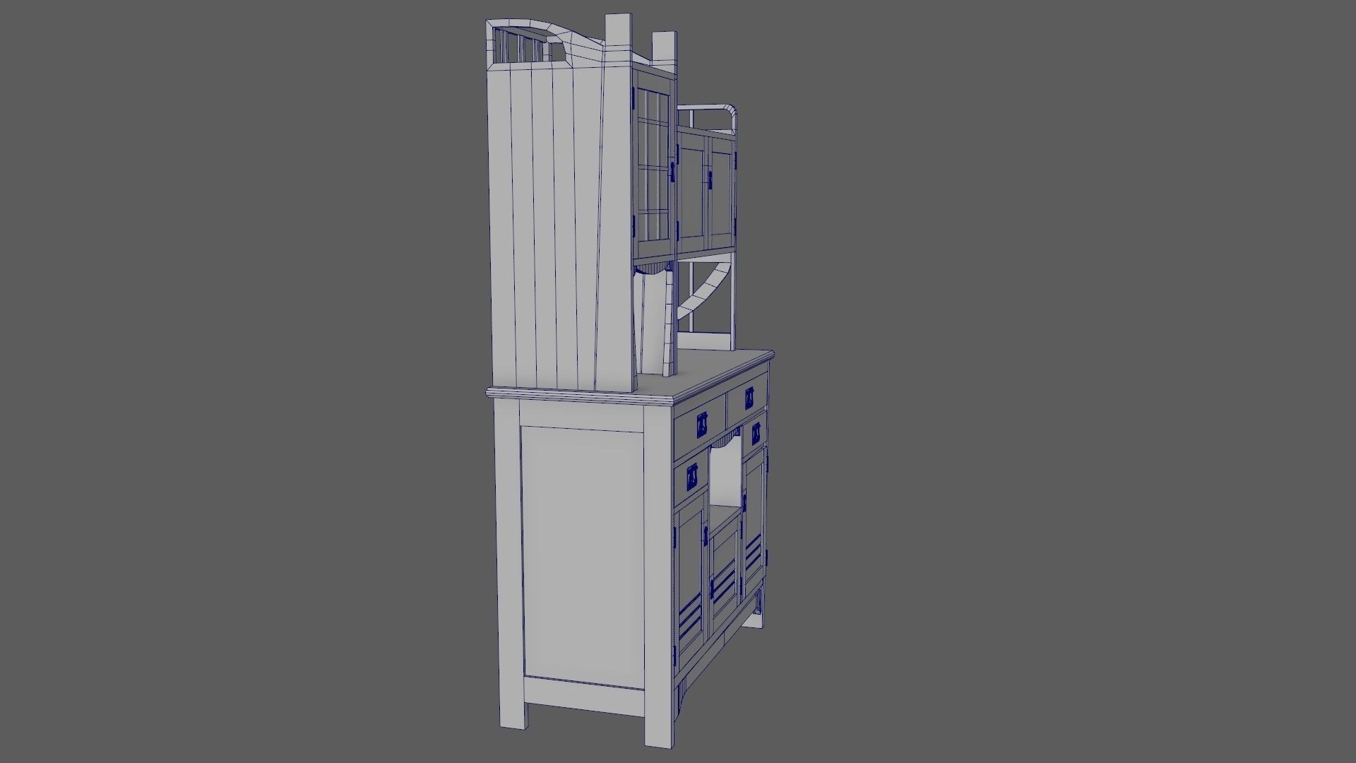 Art Nouveau Oak Buffet 1902 Netherlands PBR 4k Texture Desk Low-poly 3D model_15