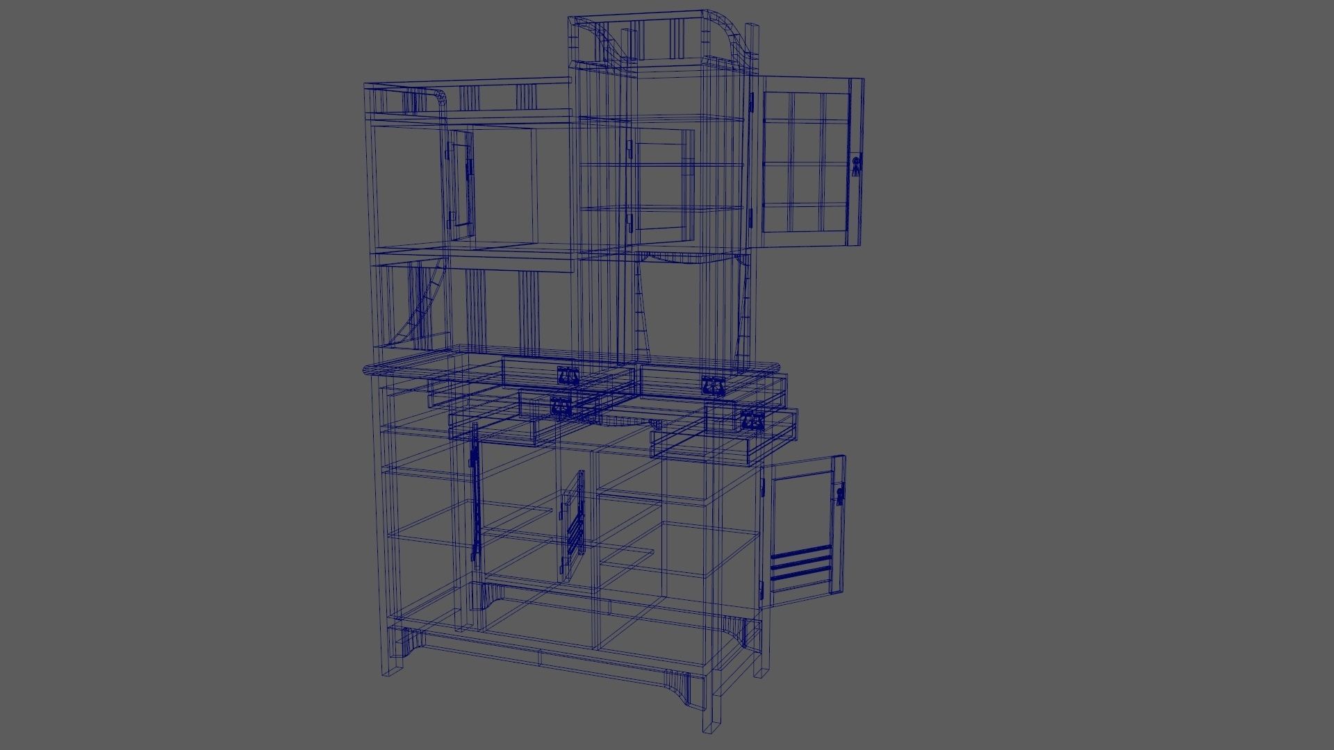 Art Nouveau Oak Buffet 1902 Netherlands PBR 4k Texture Desk Low-poly 3D model_30