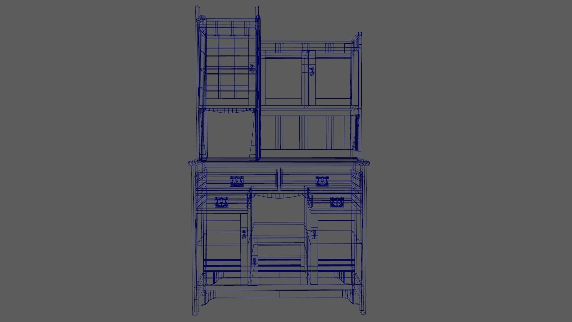 Art Nouveau Oak Buffet 1902 Netherlands PBR 4k Texture Desk Low-poly 3D model_13