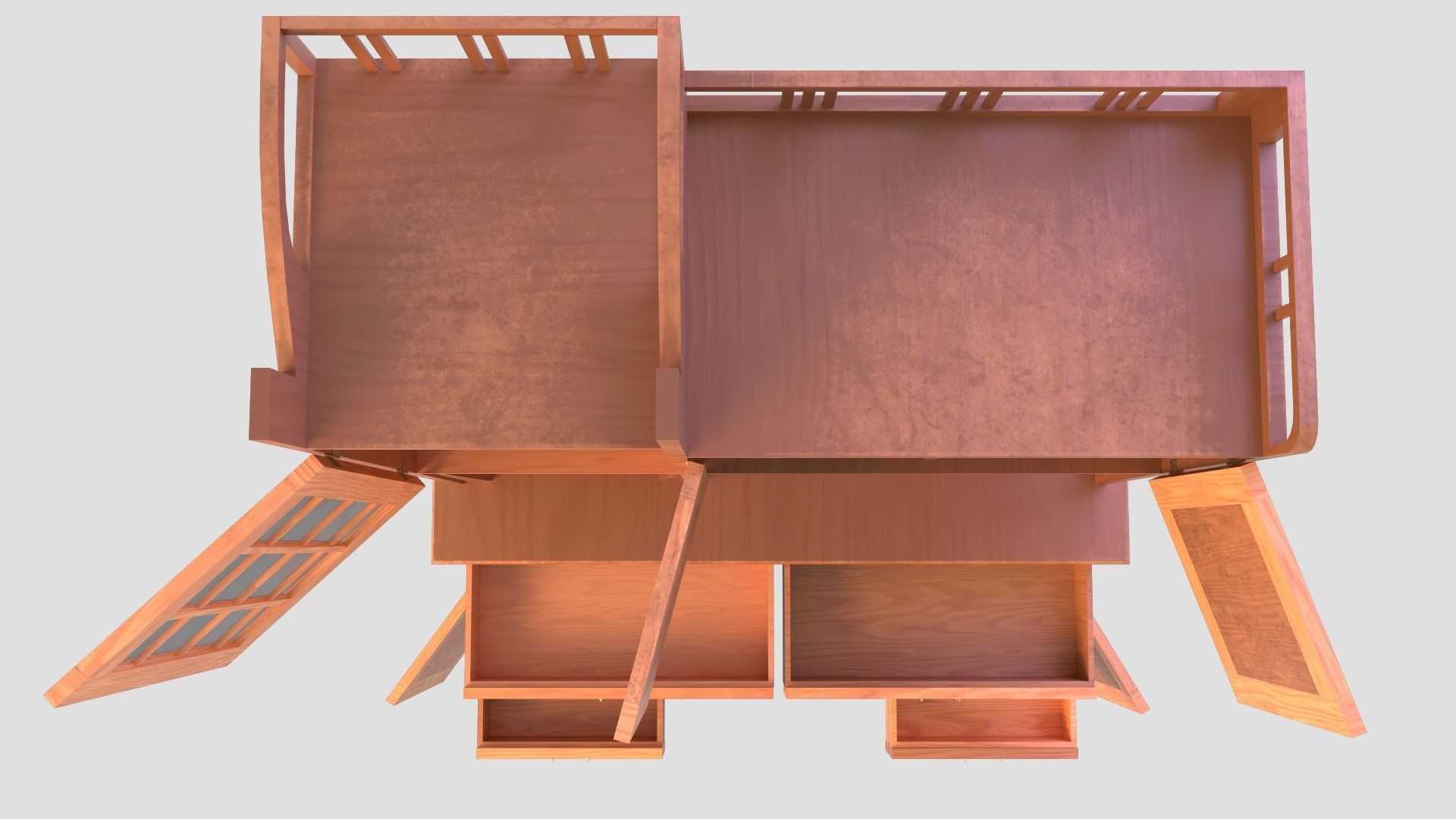 Art Nouveau Oak Buffet 1902 Netherlands PBR 4k Texture Desk Low-poly 3D model_8