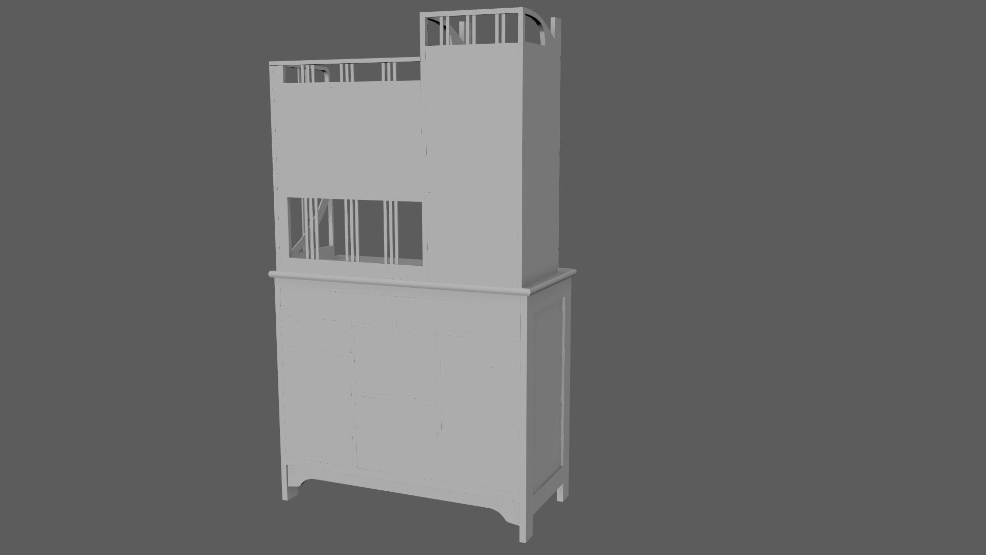 Art Nouveau Oak Buffet 1902 Netherlands PBR 4k Texture Desk Low-poly 3D model_17