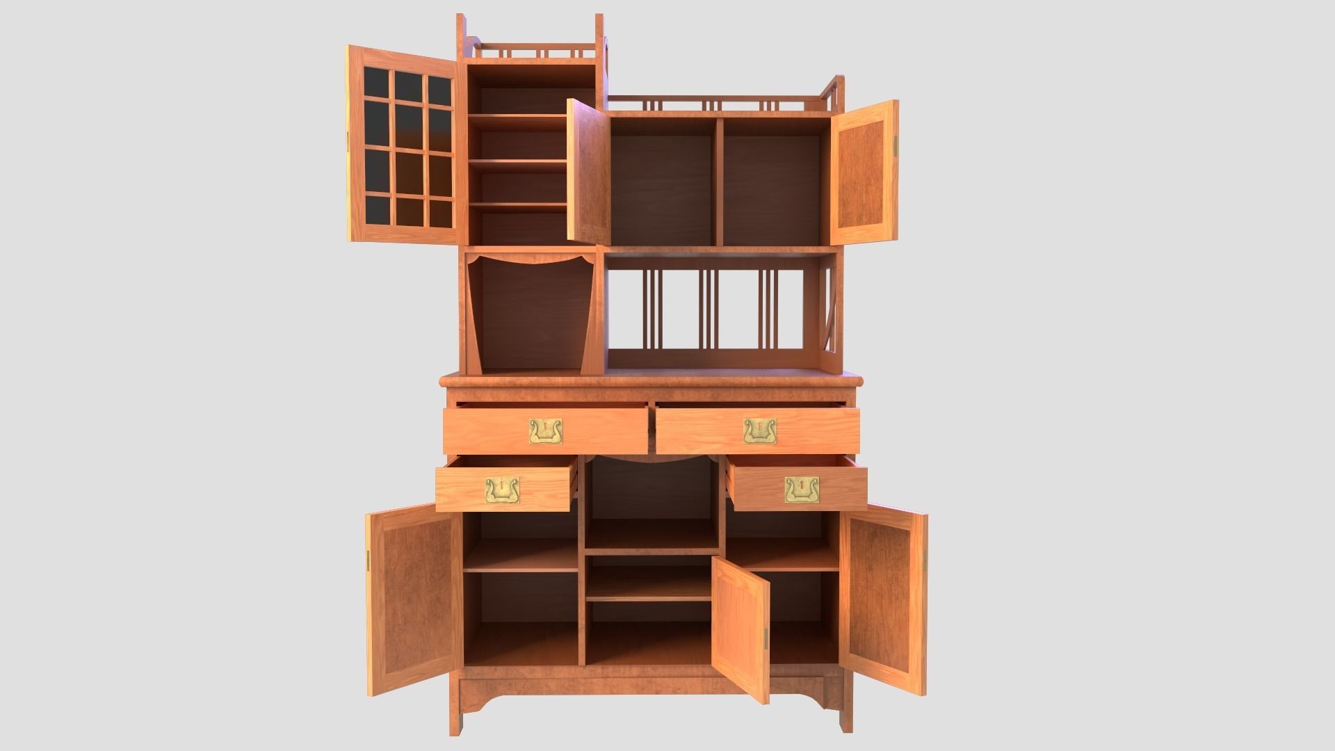 Art Nouveau Oak Buffet 1902 Netherlands PBR 4k Texture Desk Low-poly 3D model_5