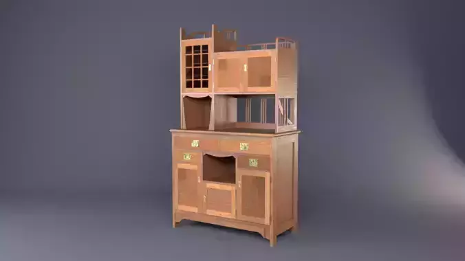 Art Nouveau Oak Buffet 1902 Netherlands PBR 4k Texture Desk Low-poly 3D model