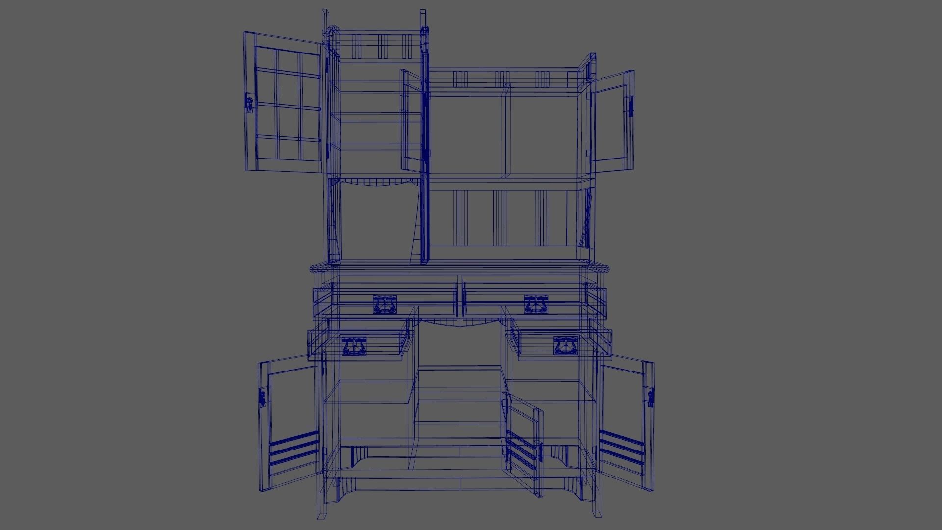 Art Nouveau Oak Buffet 1902 Netherlands PBR 4k Texture Desk Low-poly 3D model_24