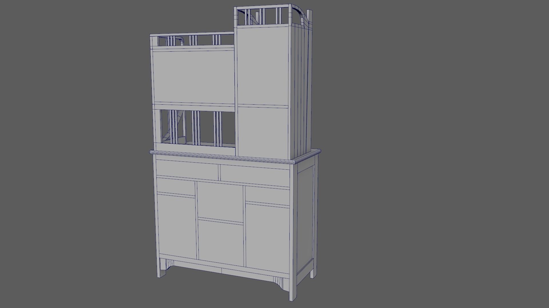 Art Nouveau Oak Buffet 1902 Netherlands PBR 4k Texture Desk Low-poly 3D model_18