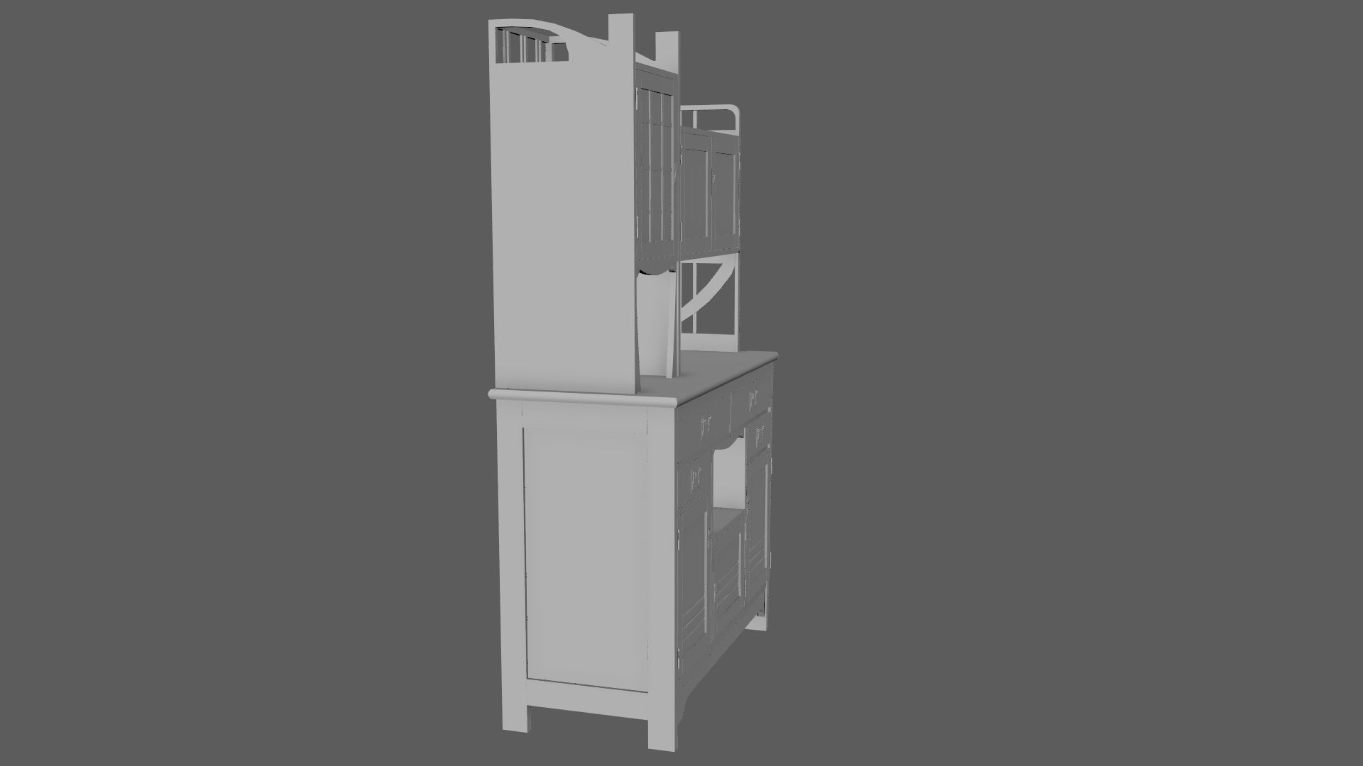 Art Nouveau Oak Buffet 1902 Netherlands PBR 4k Texture Desk Low-poly 3D model_14