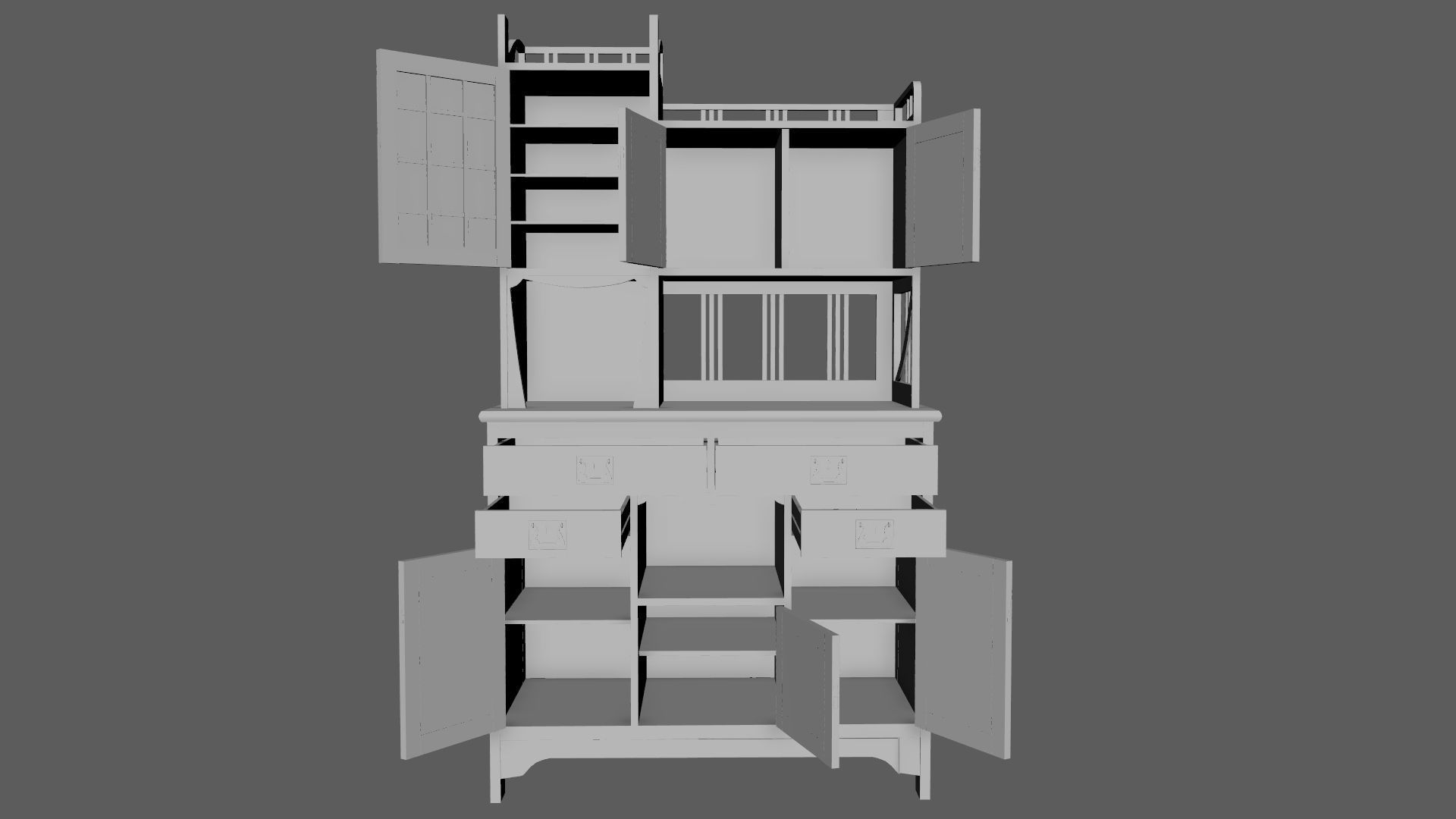 Art Nouveau Oak Buffet 1902 Netherlands PBR 4k Texture Desk Low-poly 3D model_22