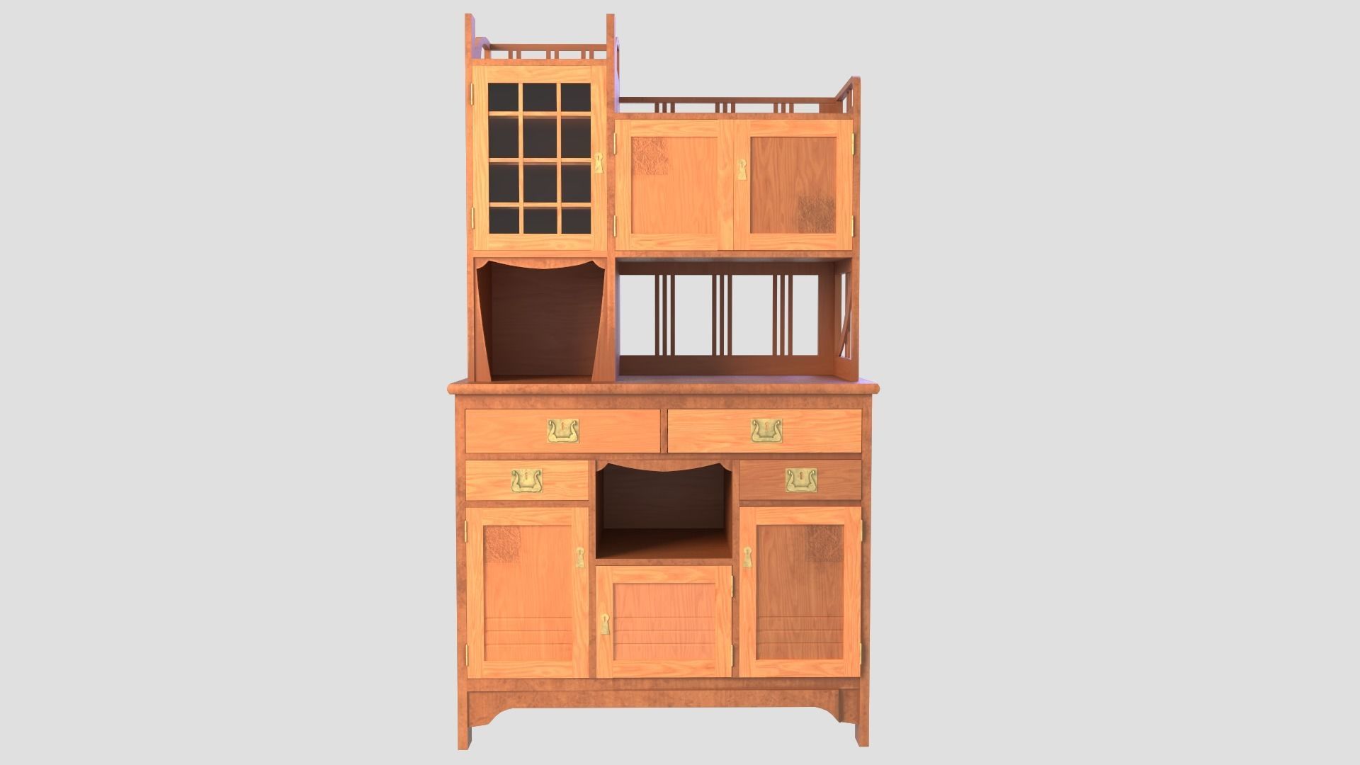 Art Nouveau Oak Buffet 1902 Netherlands PBR 4k Texture Desk Low-poly 3D model_1