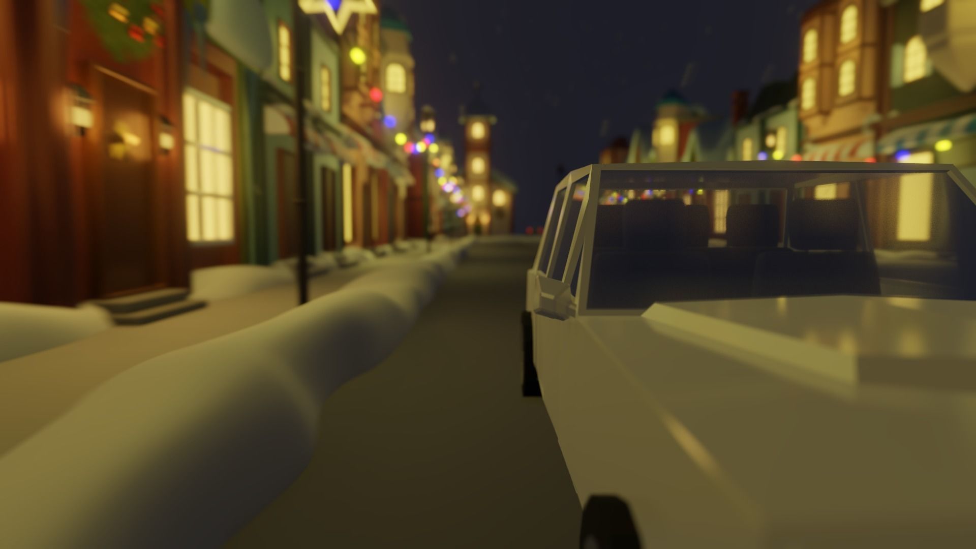Winter Street Low-poly 3D model_2