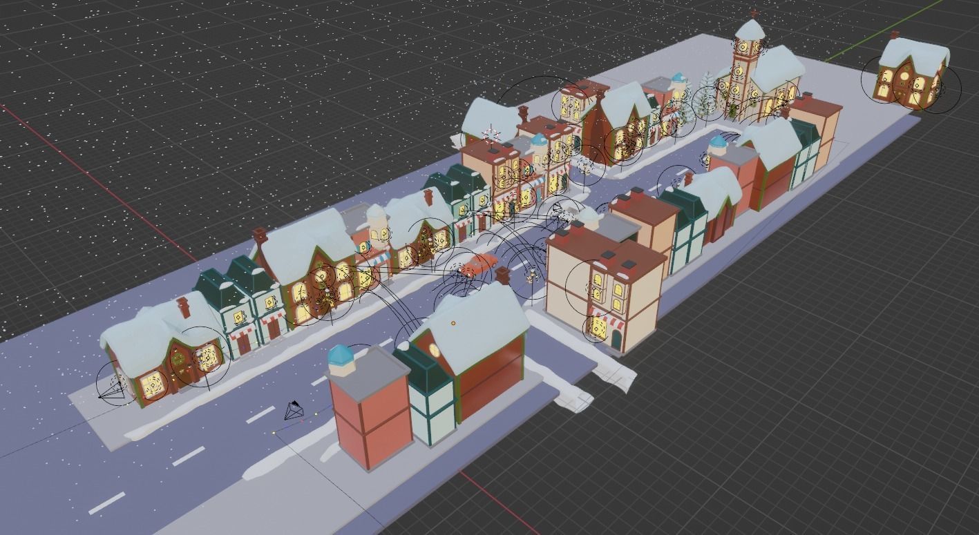 Winter Street Low-poly 3D model_3