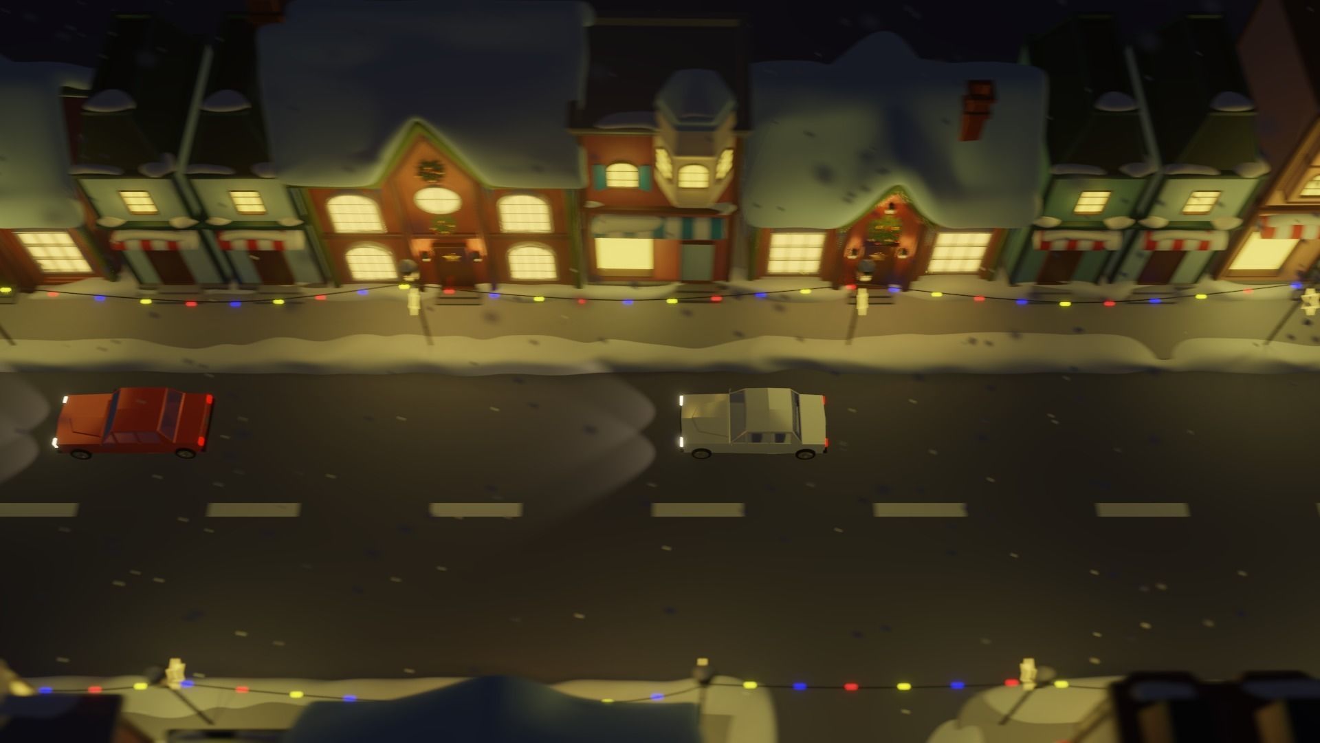 Winter Street Low-poly 3D model_1
