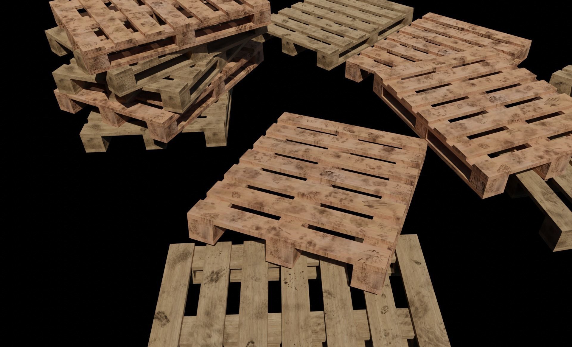 wooden pallet Free low-poly 3D model_5