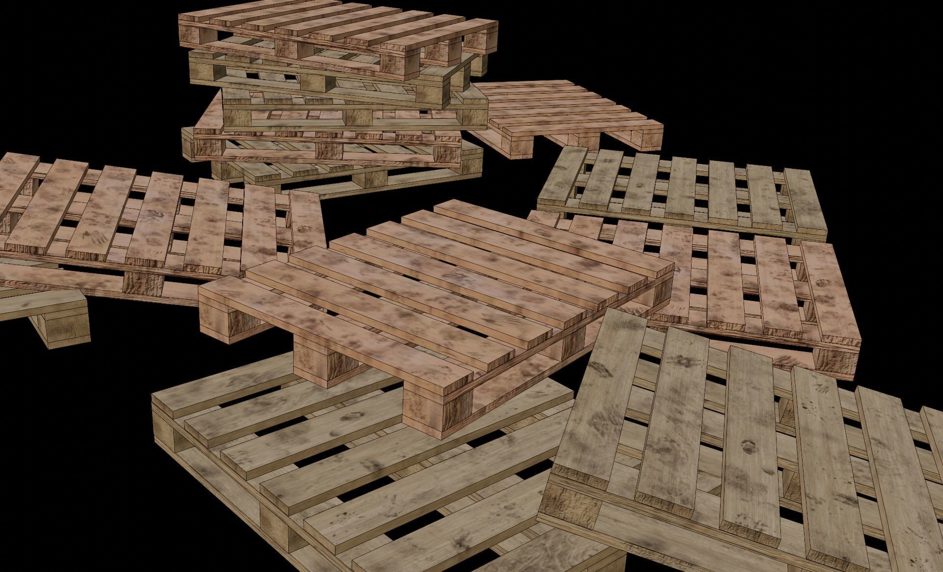wooden pallet Free low-poly 3D model_4
