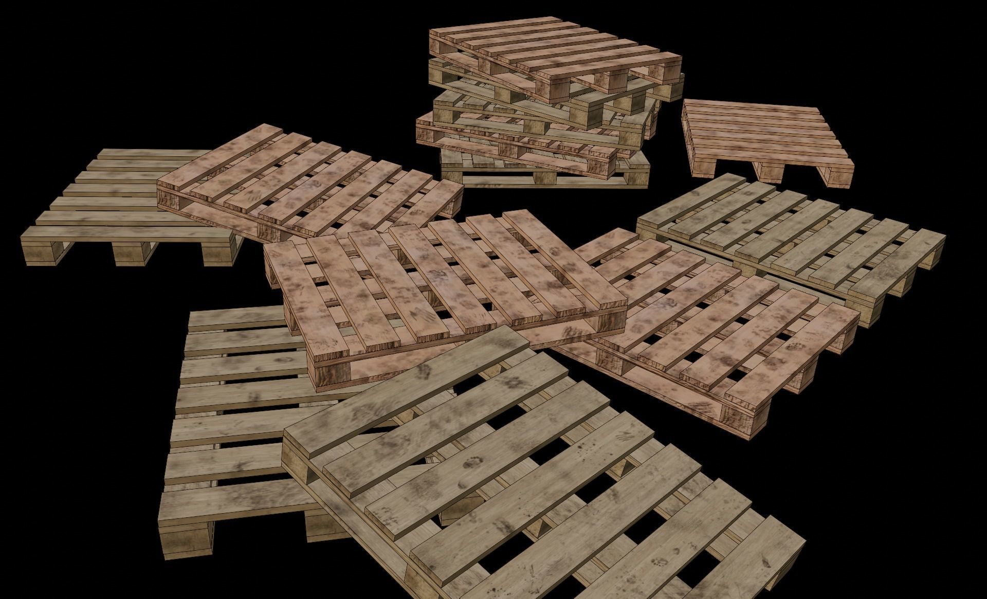wooden pallet Free low-poly 3D model_10