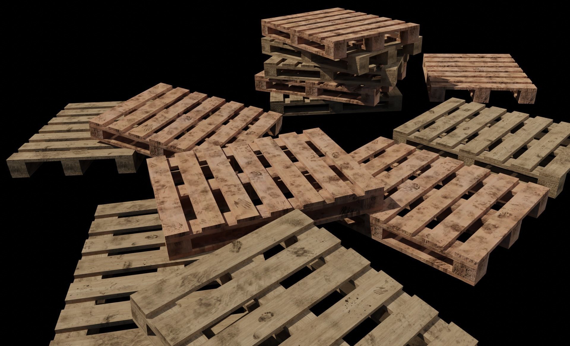 wooden pallet Free low-poly 3D model_1
