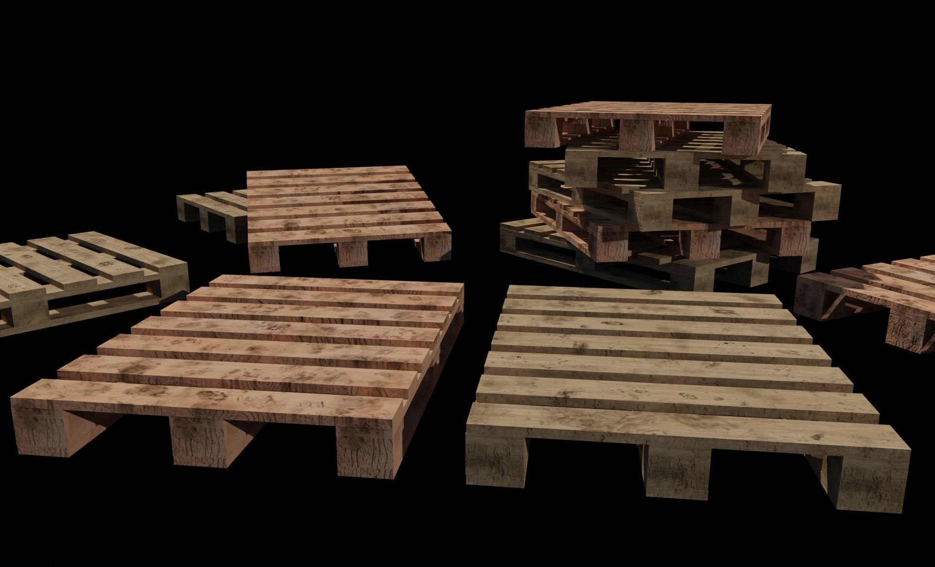 wooden pallet Free low-poly 3D model_3