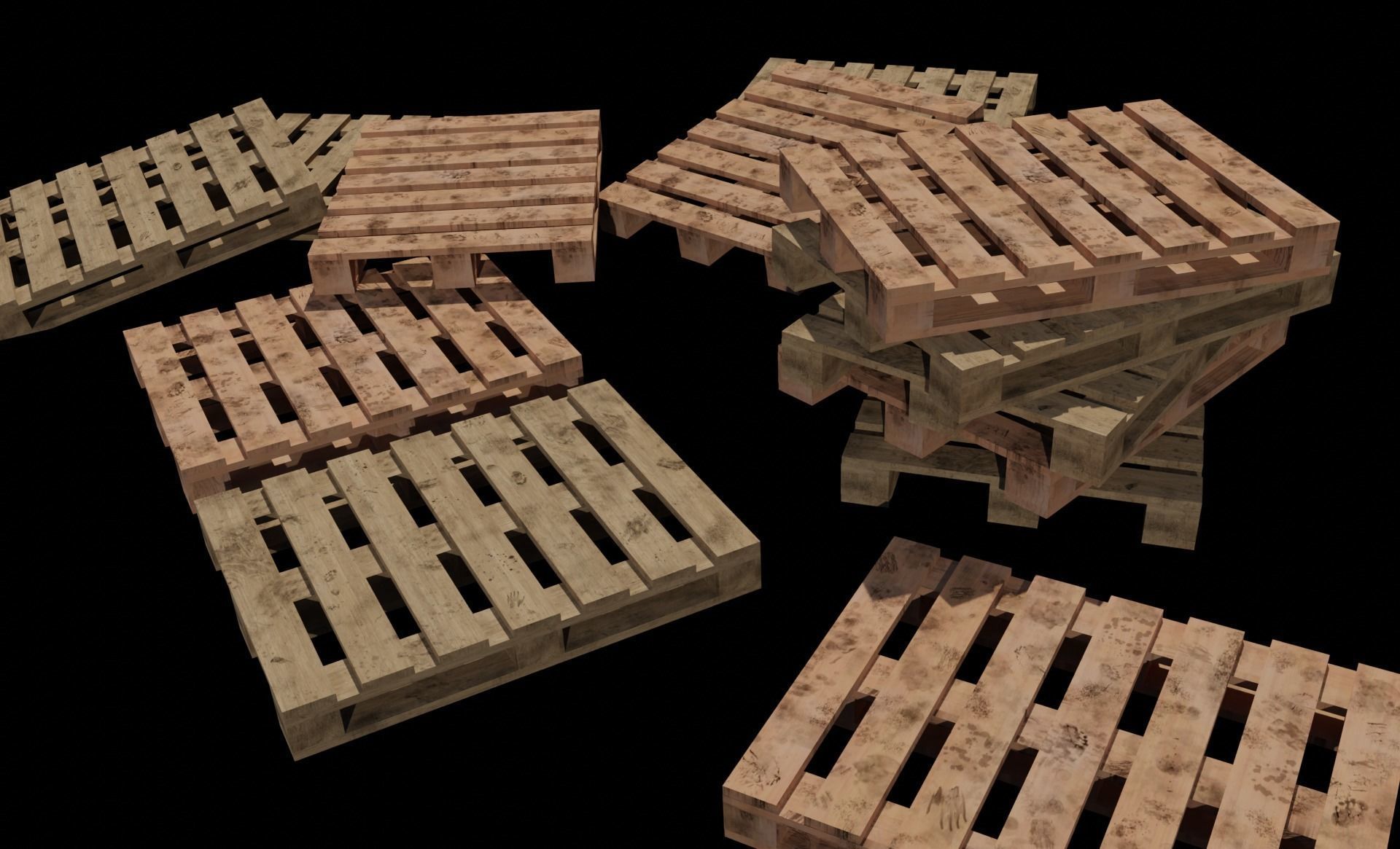 wooden pallet Free low-poly 3D model_2
